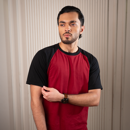 Raglan Half Sleeve |  Maroon & Black