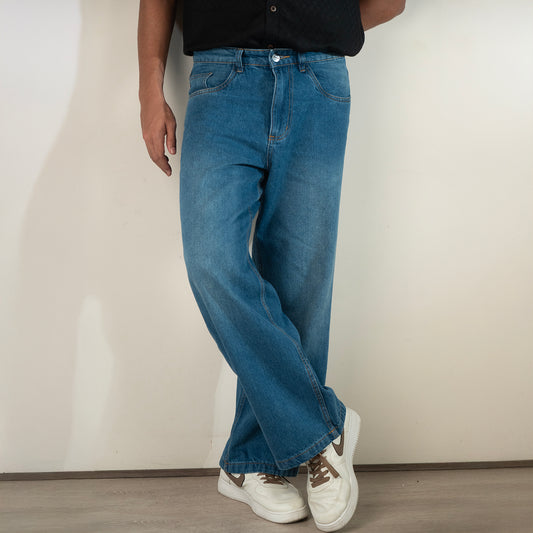 Wide Leg Denim Pant Mid Navy