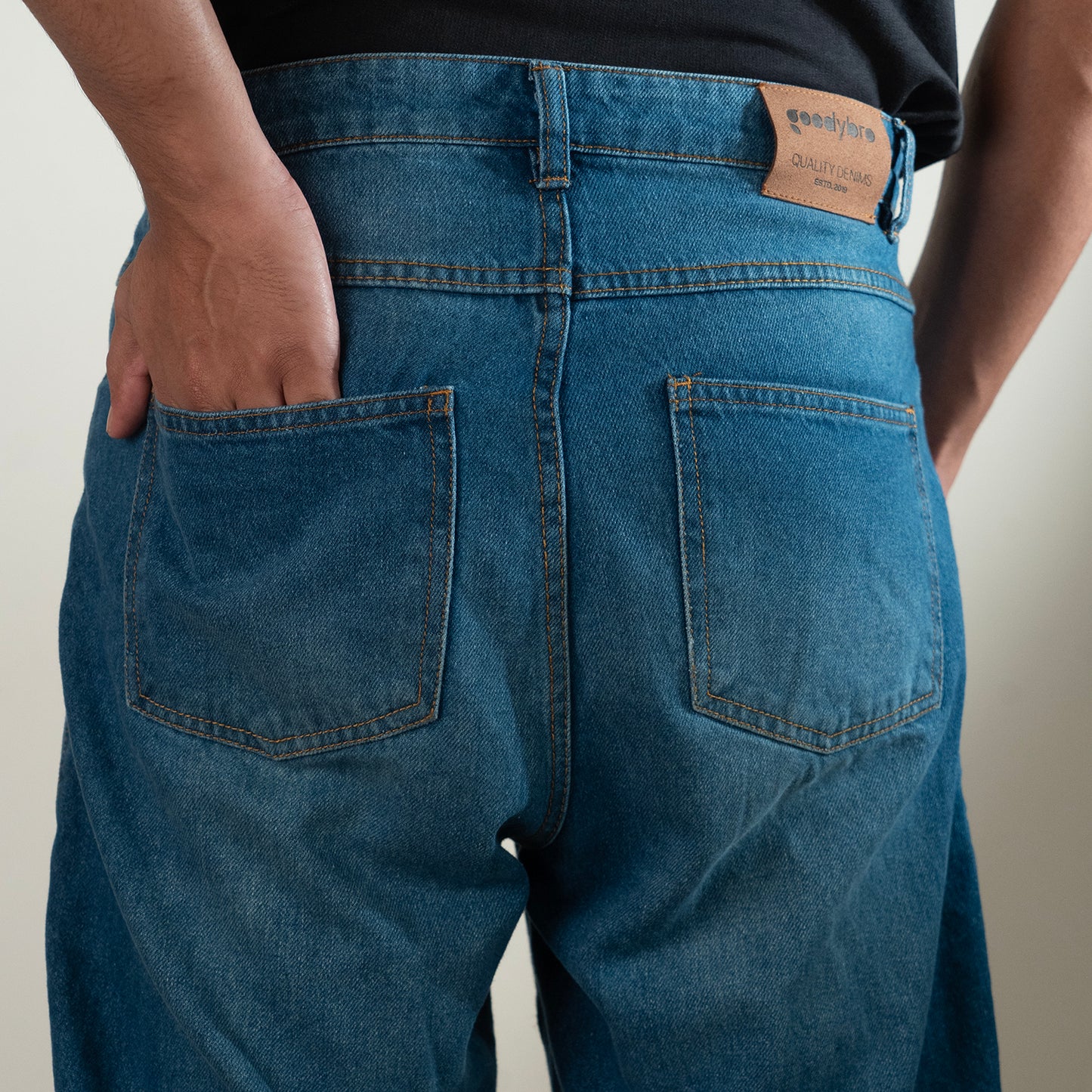 Wide Leg Denim Pant  |  Light Navy
