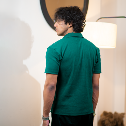 Ribbed Premium Polo     Forest Pine