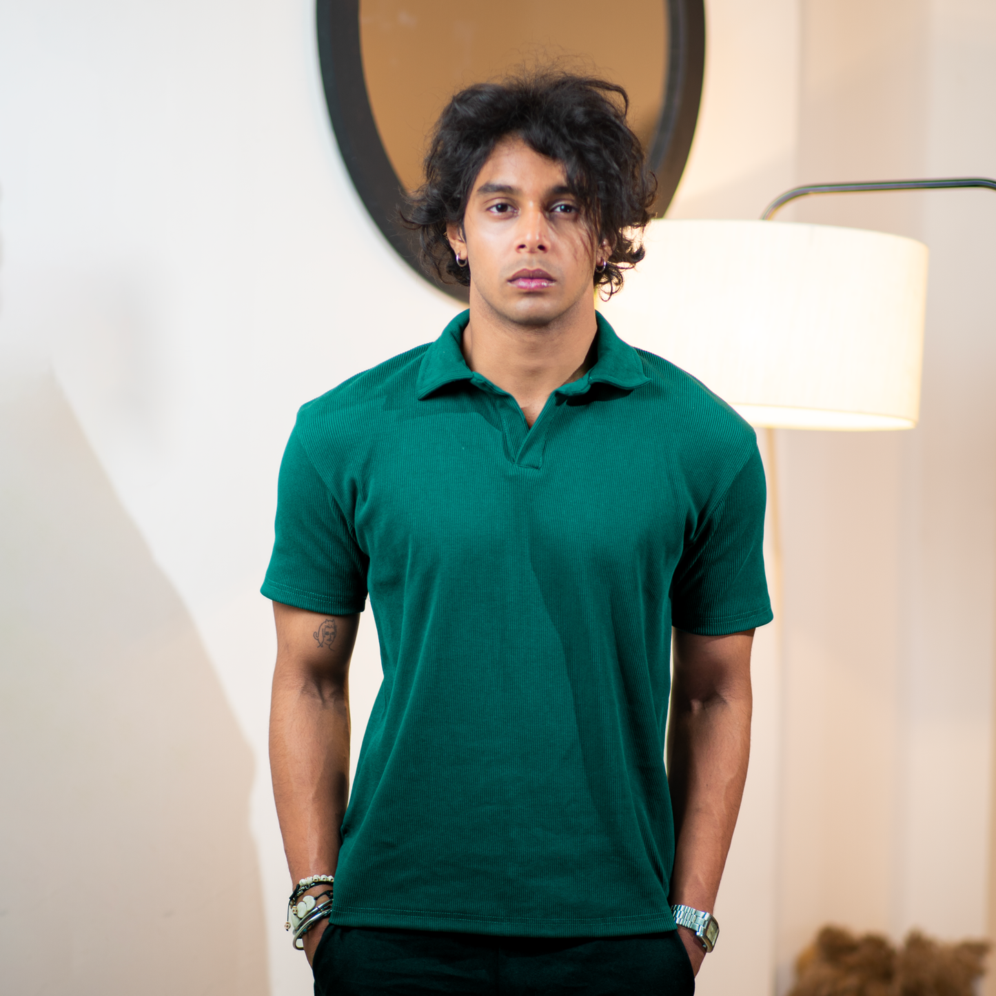 Ribbed Premium Polo     Forest Pine