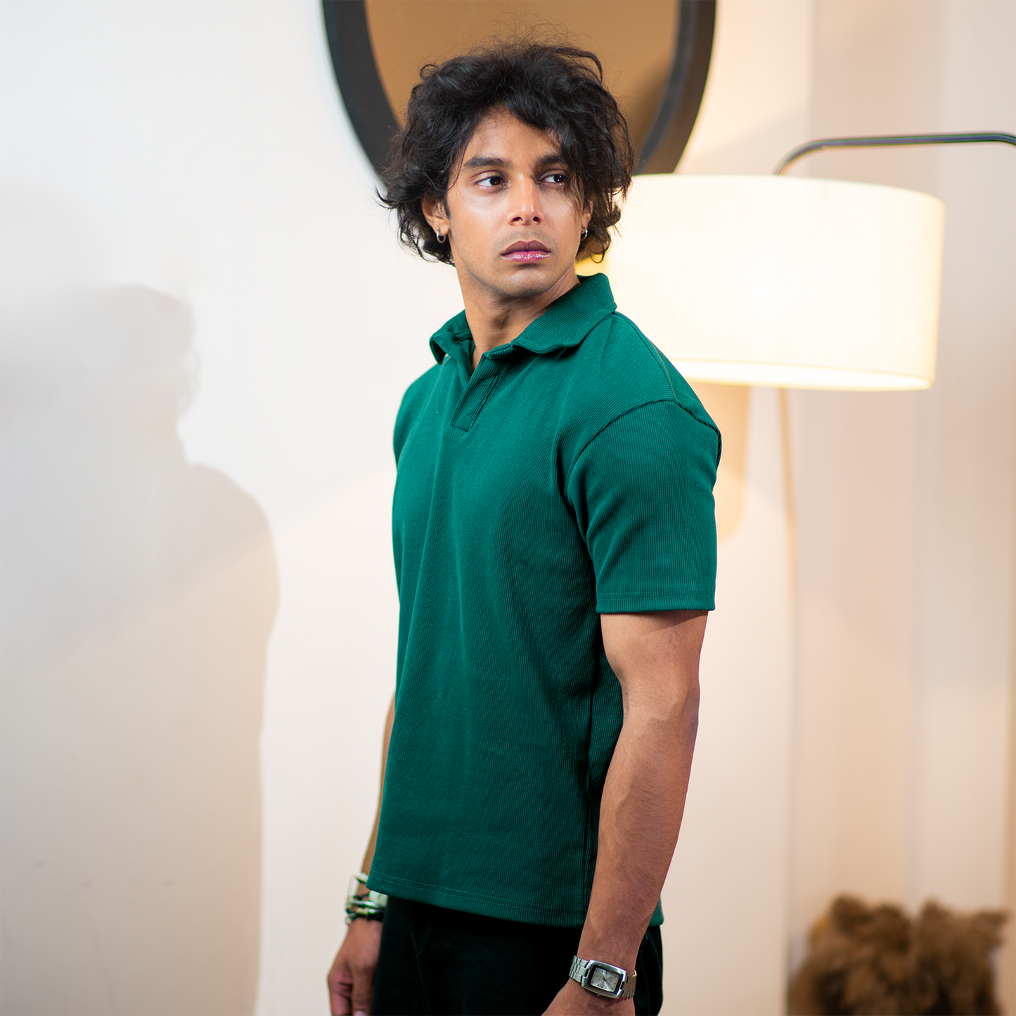 Ribbed Premium Polo     Forest Pine