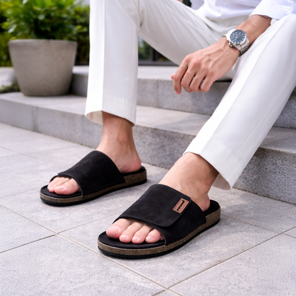 Bridgestone Black Suede Leather Sandal