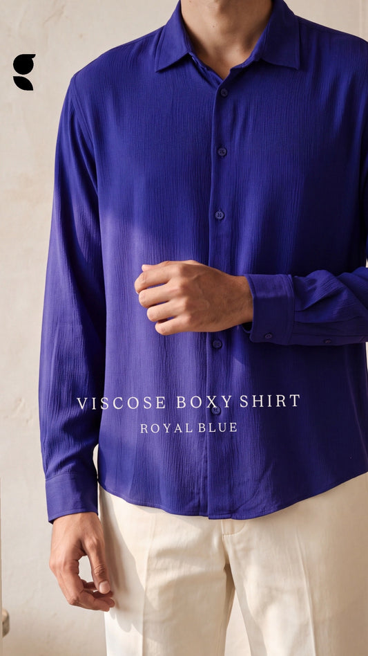 Viscose Boxy Fit shirt । Royal Blue