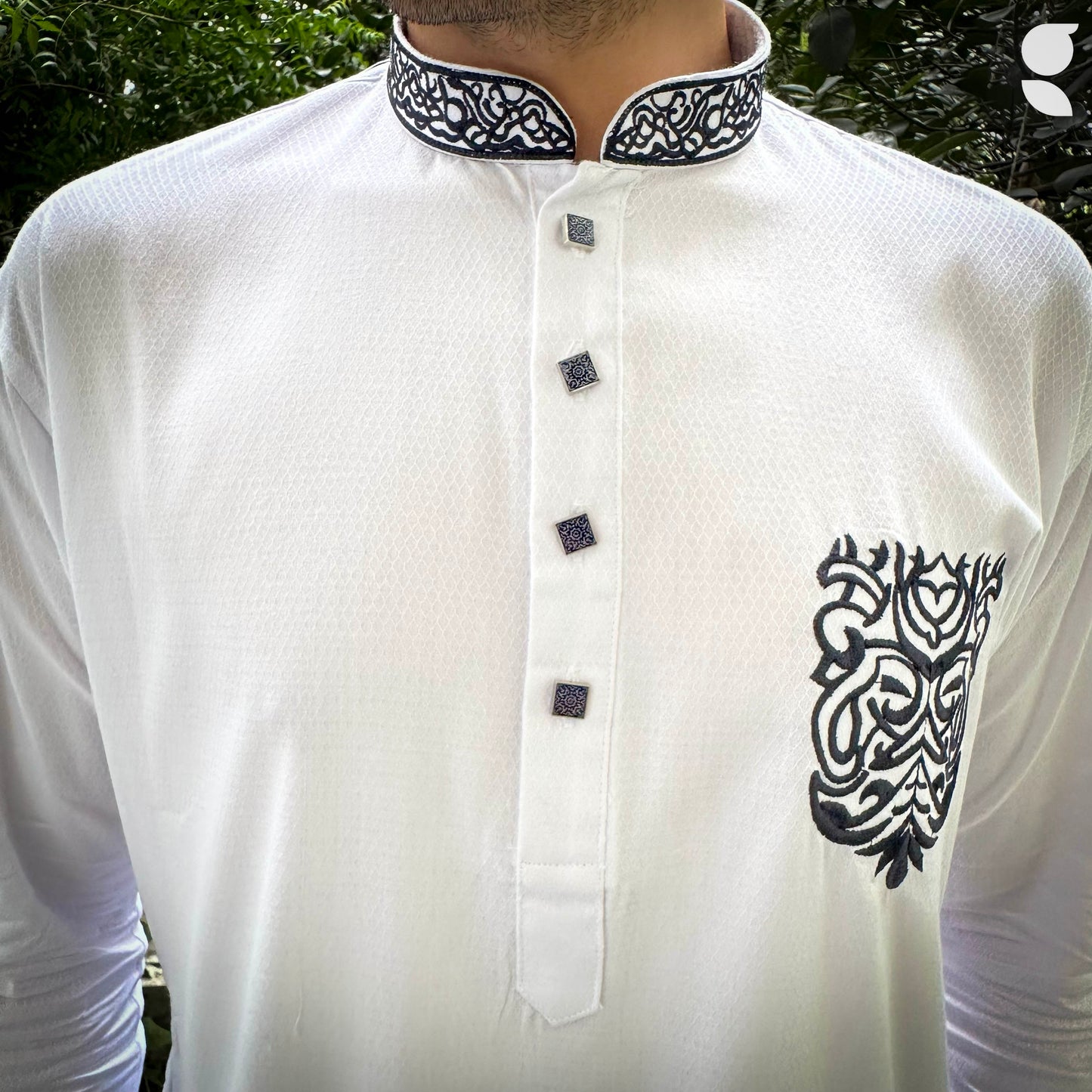 PANJABI | Elegant White | Embroidered Design