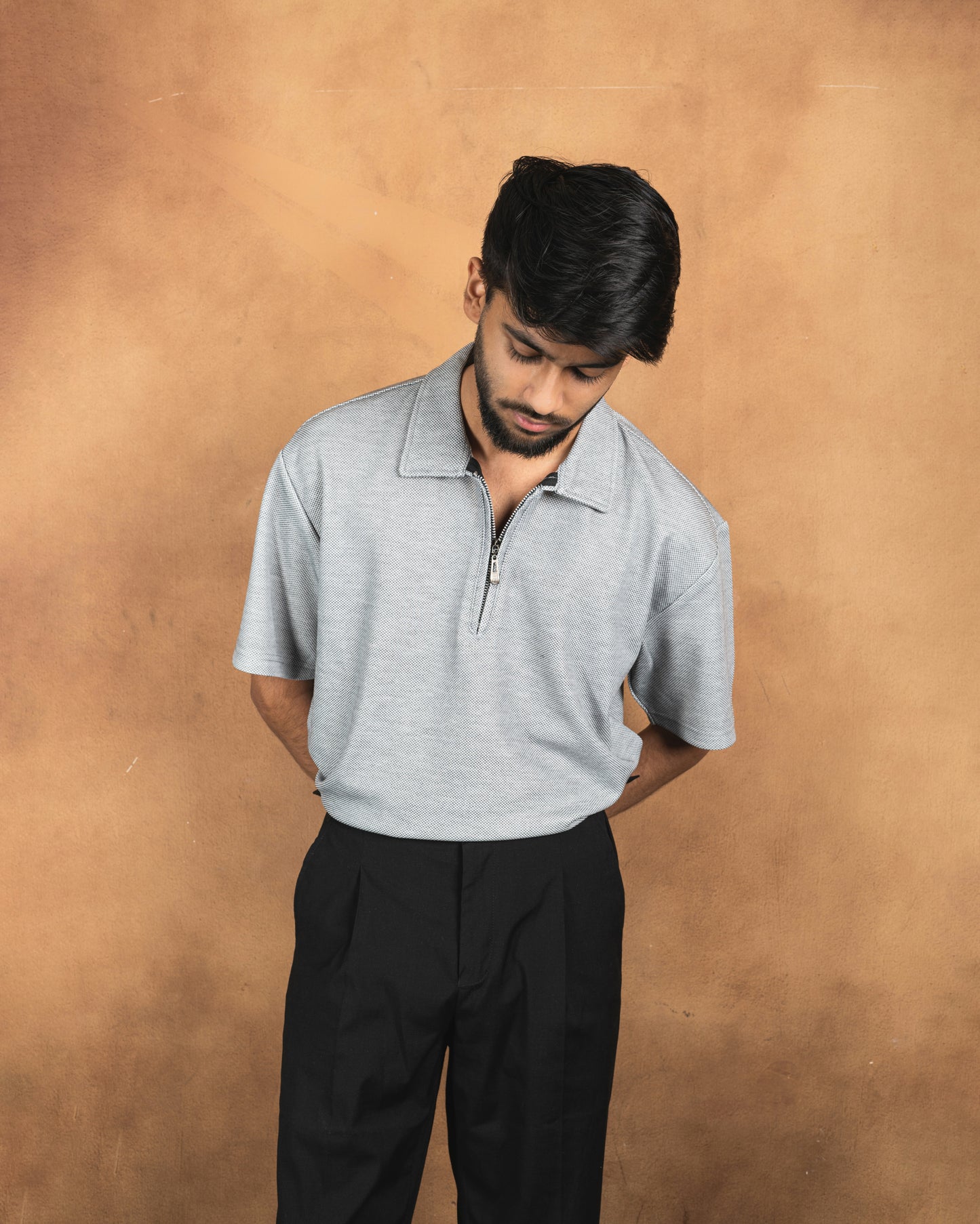 Premium Textured Polo | Oyster Grey