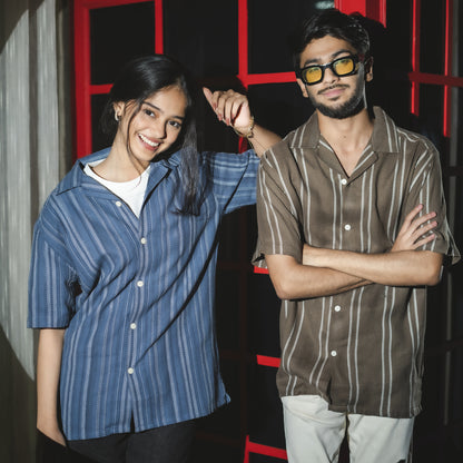 Textured Stripe Shirt |Mica Blue