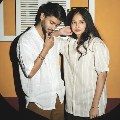 Textured Stripe Shirt | Tissue Paper White