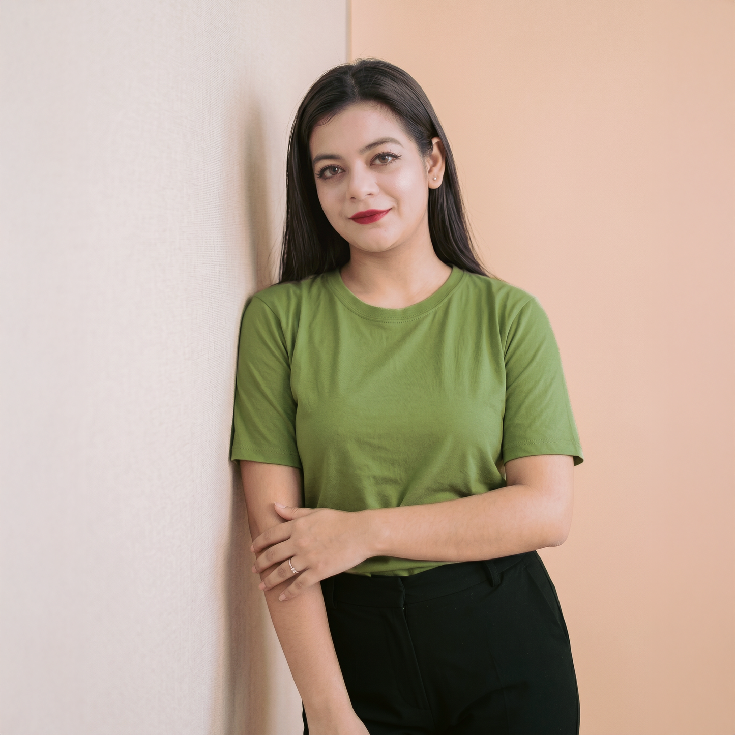 Round Neck Half Sleeve  |   Light Olive