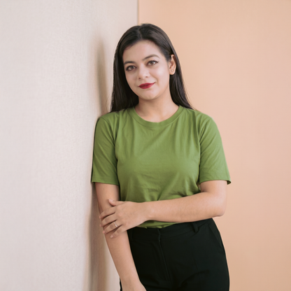 Round Neck Half Sleeve  |   Light Olive