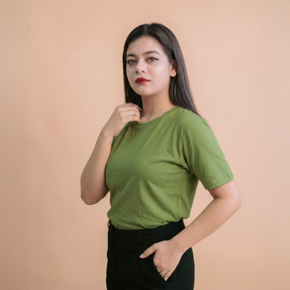 Round Neck Half Sleeve  |   Light Olive