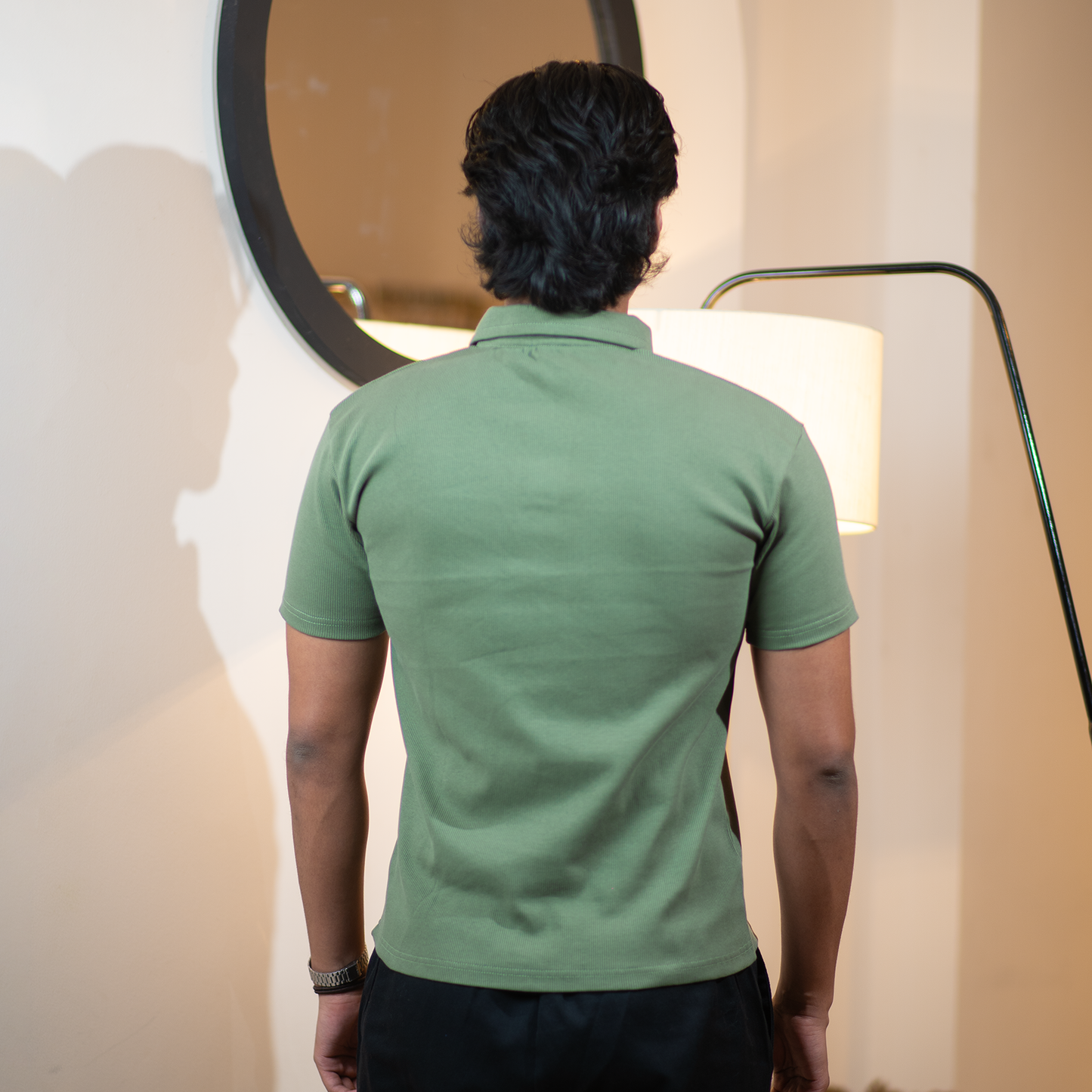 Ribbed Premium Polo     Pale Olive