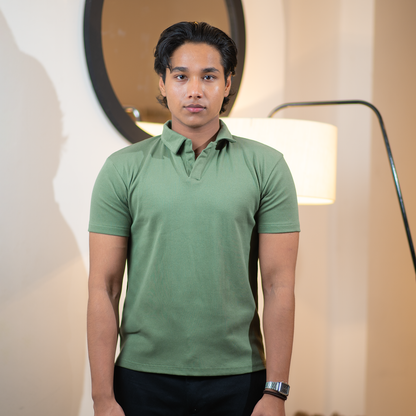 Ribbed Premium Polo     Pale Olive