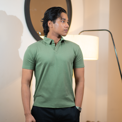 Ribbed Premium Polo     Pale Olive