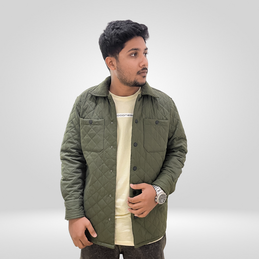 Quilted Overshirt | Olive