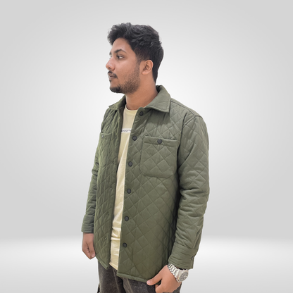 Quilted Overshirt | Olive