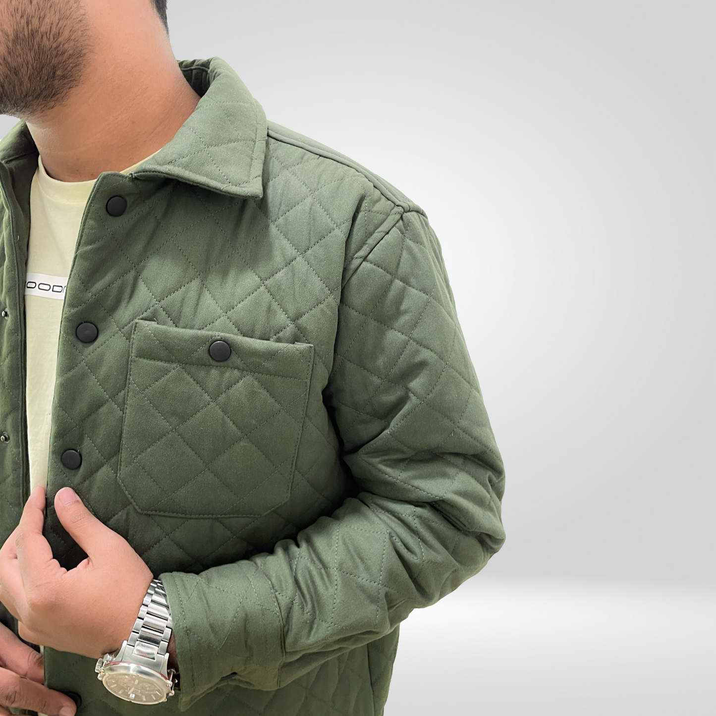 Quilted Overshirt | Olive