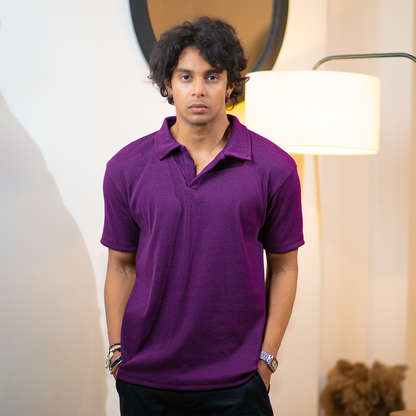 Ribbed Premium Polo    Dark Purple