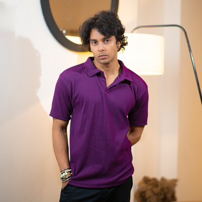Ribbed Premium Polo    Dark Purple