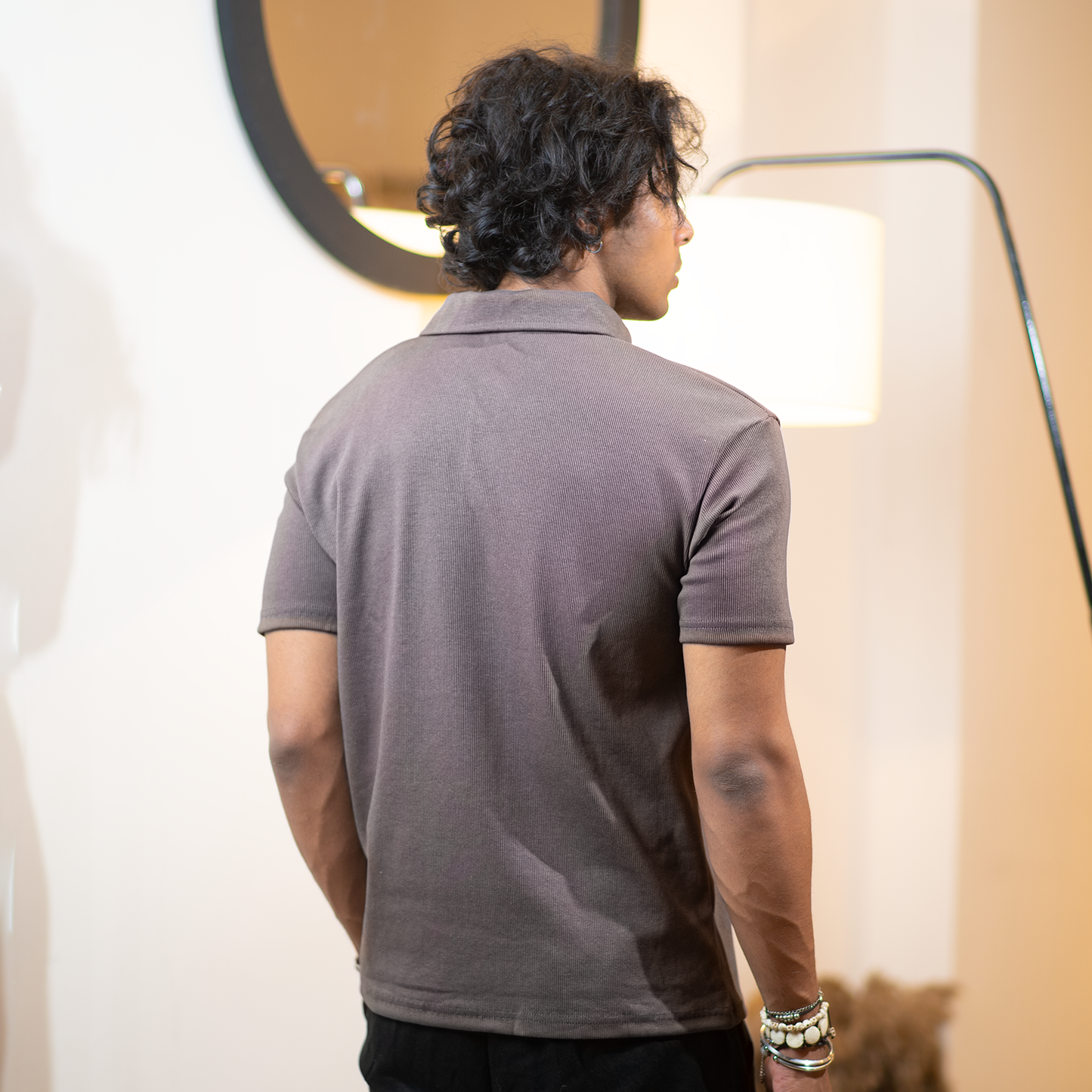 Ribbed Premium Polo   | Graphite Gray
