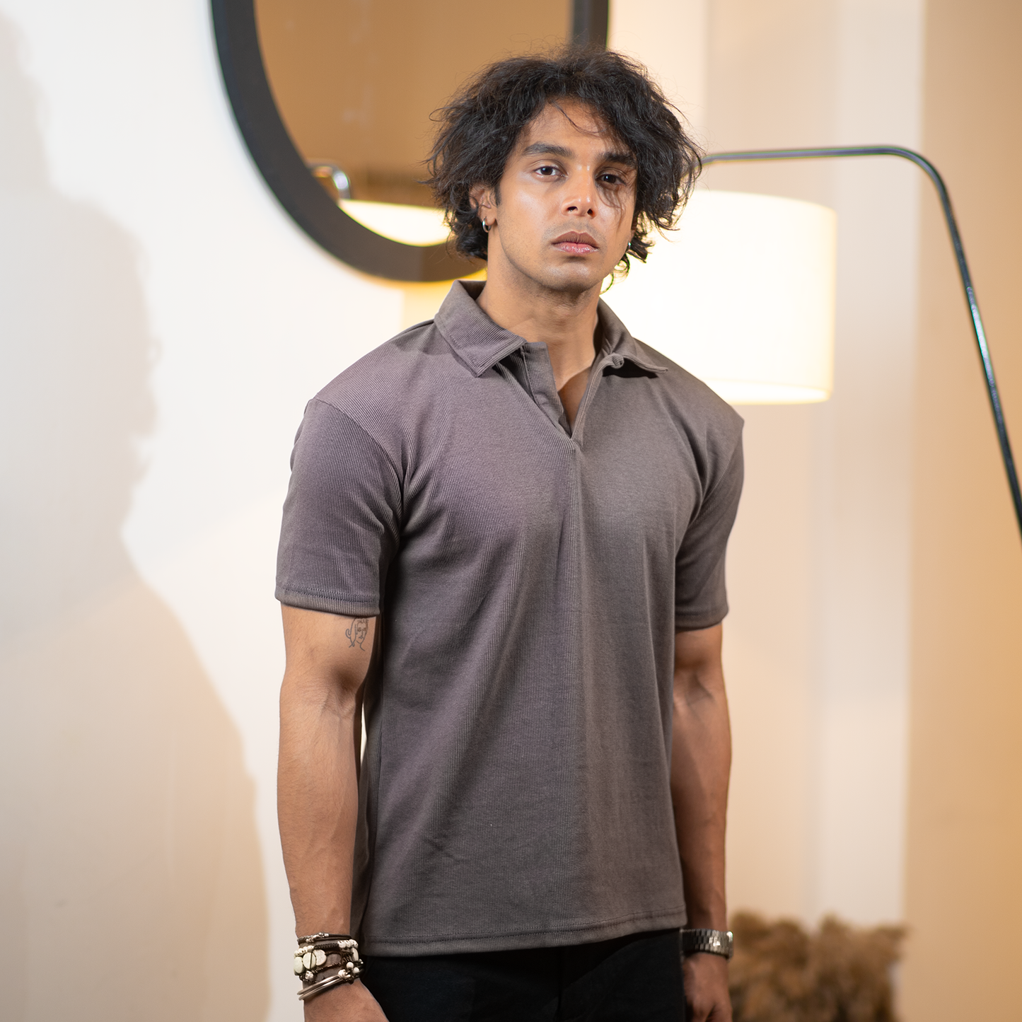 Ribbed Premium Polo   | Graphite Gray