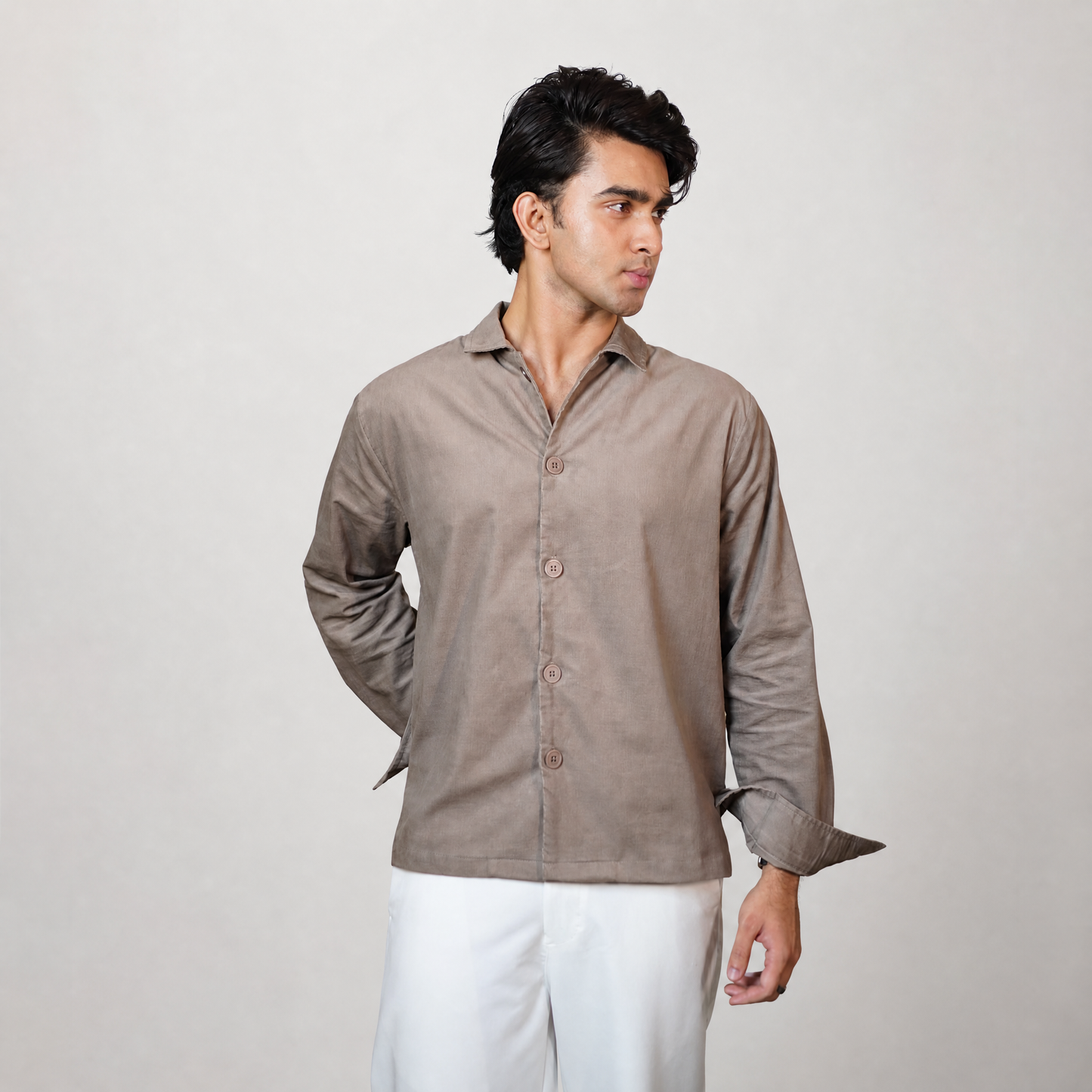 Summer Cord Shirt  | Smoked Oyster