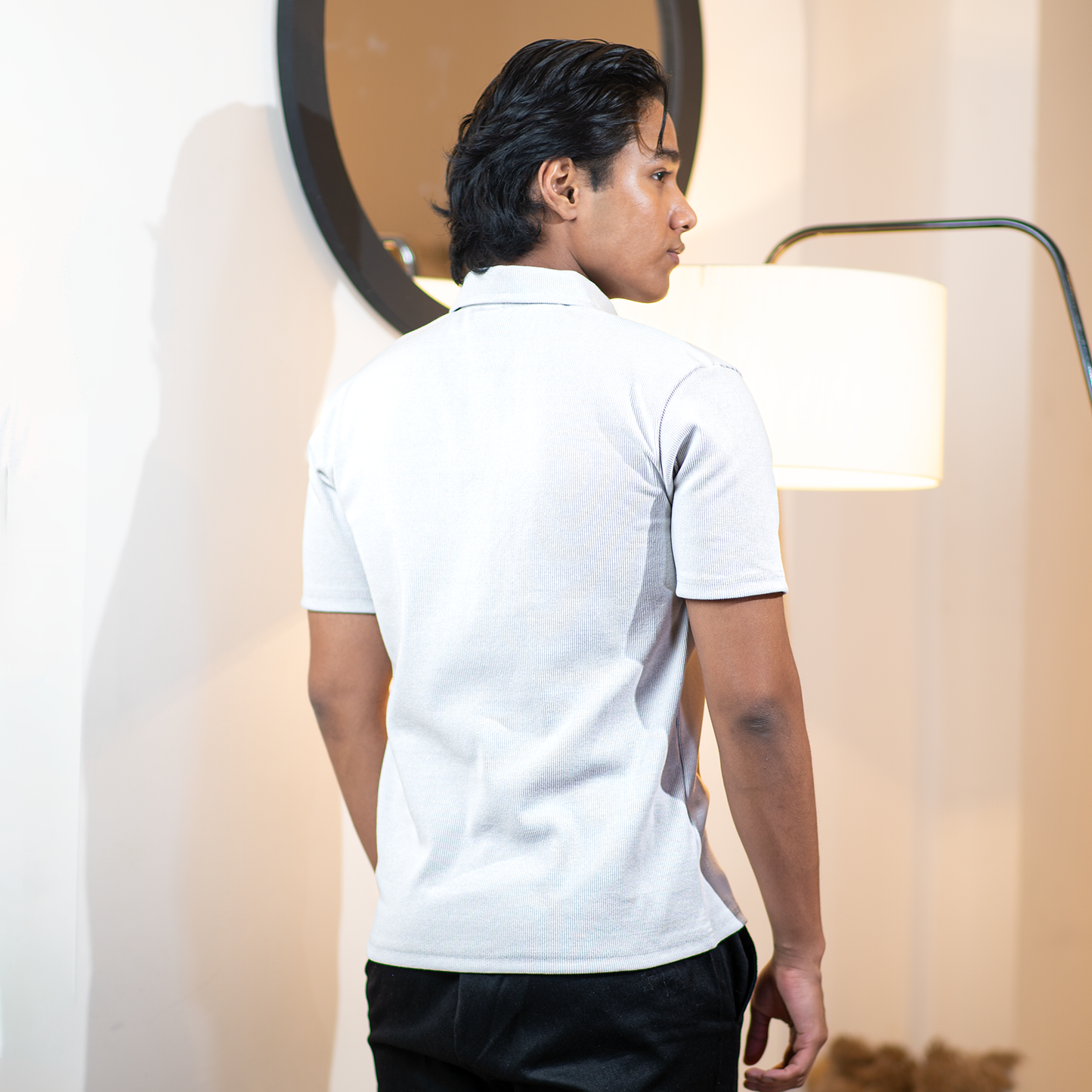 Ribbed Premium Polo      Arctic White