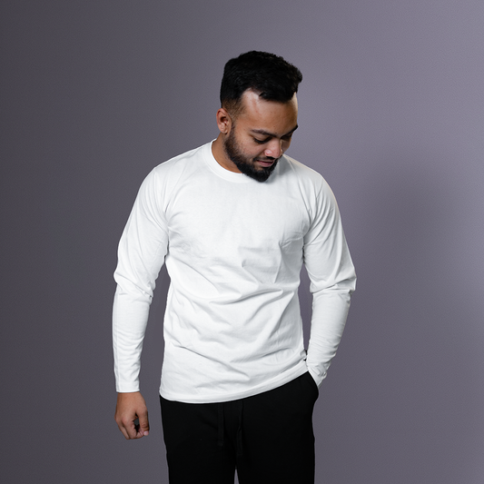 Round Neck Full Sleeve | White