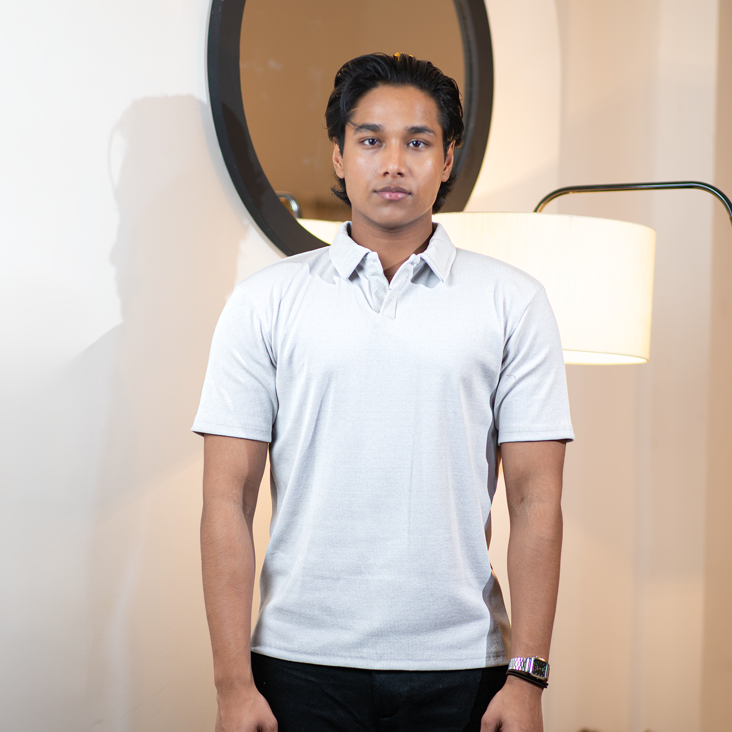 Ribbed Premium Polo      Arctic White