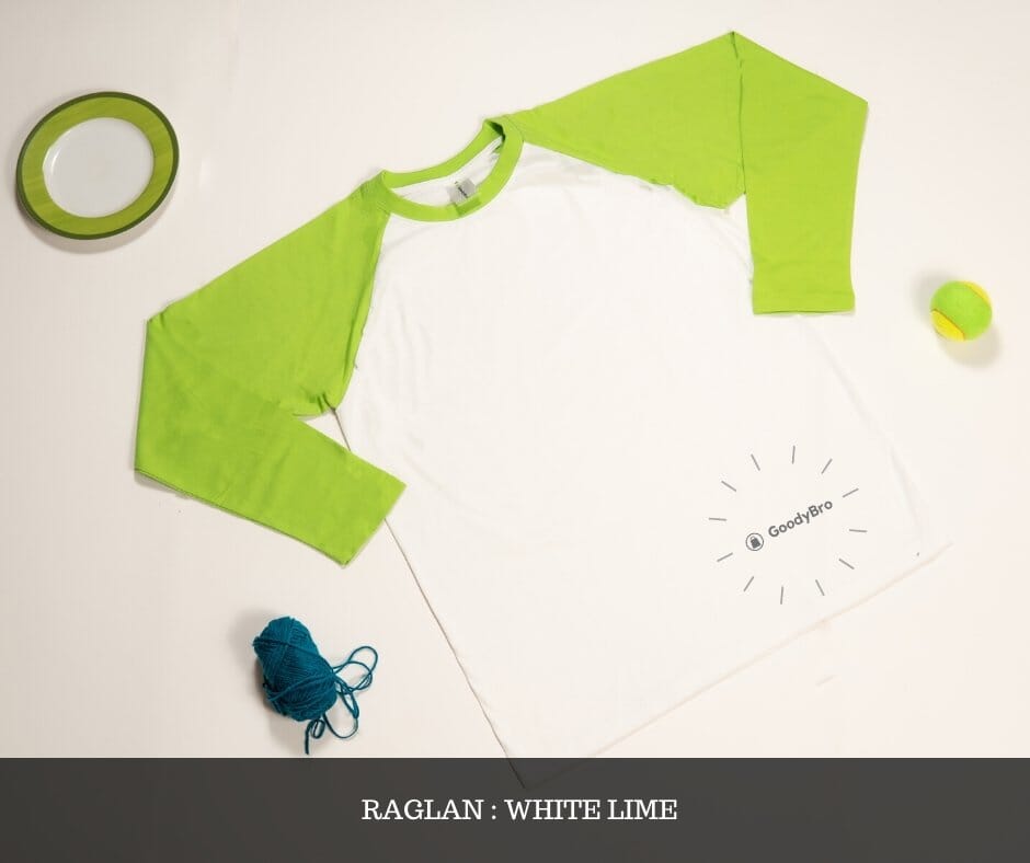 Raglan Long Sleeve White and Lime Raglan GoodyBro 
